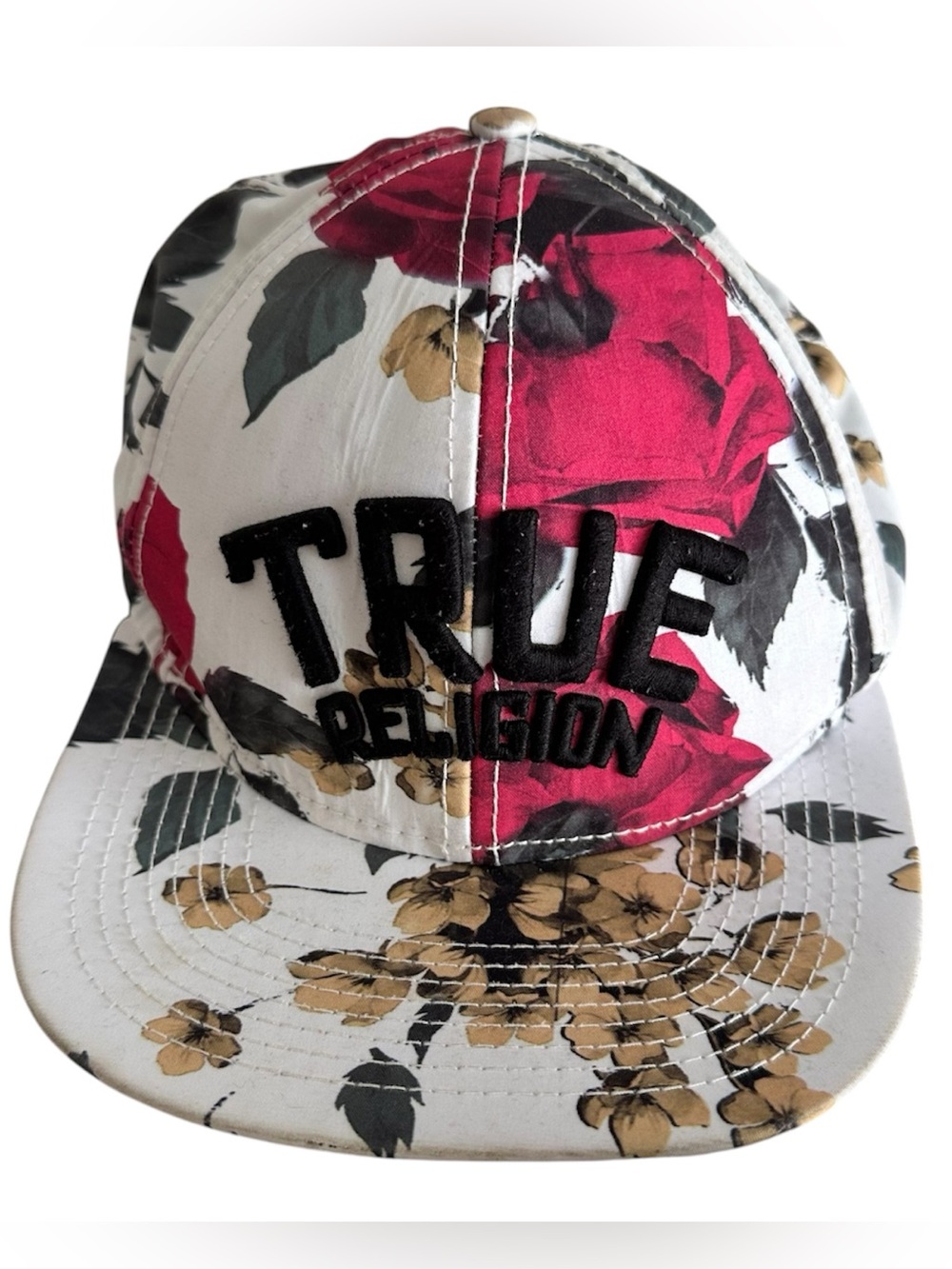 Rare True Religion Floral Design with Embroidered logo, Snapback Hat - Womens